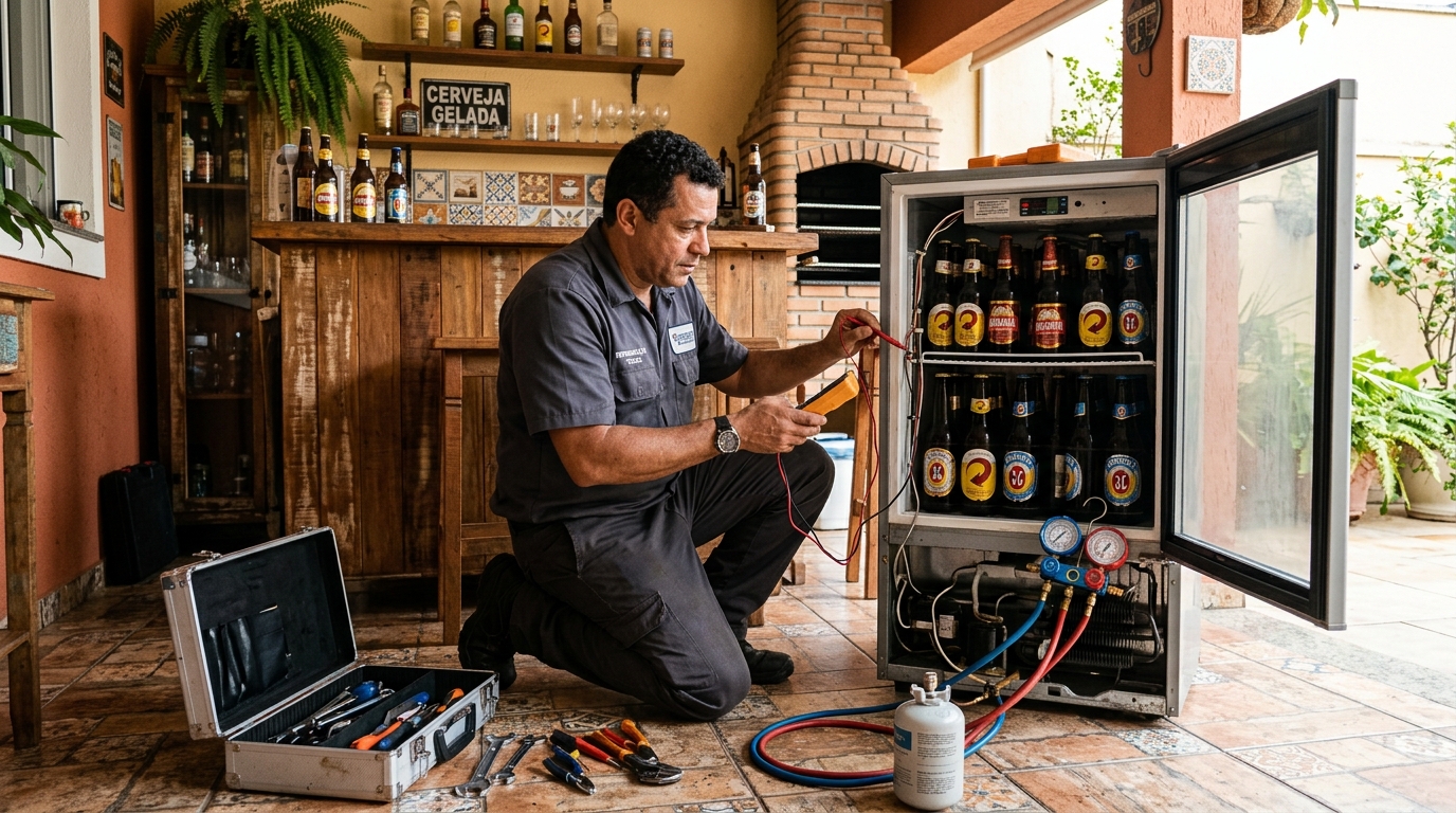 Recarga de gás refrigerante em cervejeira em atendimento em Vitória da Conquista‑BA
