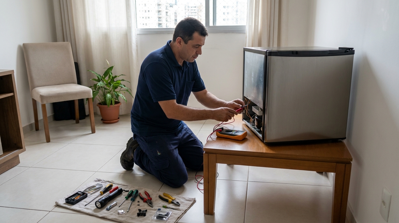 Técnico de conserto de frigobar em residência em Vitória da Conquista‑BA